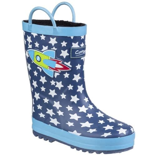 Cotswold Sprinkle Childrens Wellingtons Blue / White